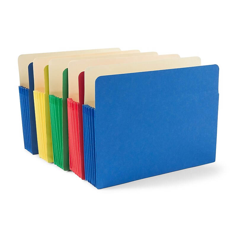 Staples File Pockets, 5.25" Expansion, Letter Size, Assorted Colors, 5/Pack (TR765503) image 1