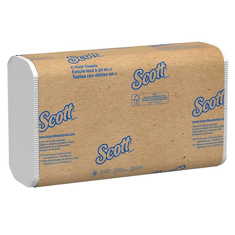 Scott Essential Recycled C-Fold Paper Towels, 1-ply, 200 Sheets/Pack, 12 Packs/Carton (01510) image 1