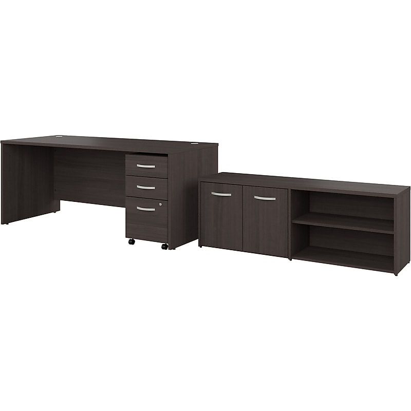 Bush Business Furniture Studio C 72"W Office Desk with Storage Return and Mobile File Cabinet, Storm Gray (STC048SGSU) image 1