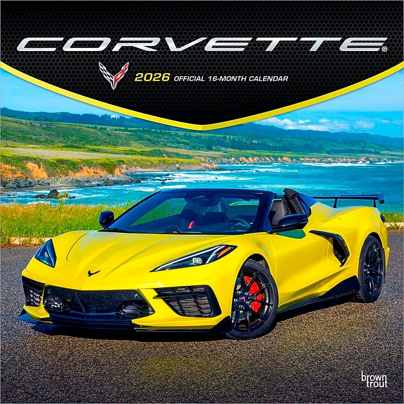 2026 BrownTrout Corvette 12" x 12"  Monthly, Paper Cover, Corvette (9798330701728) image 1