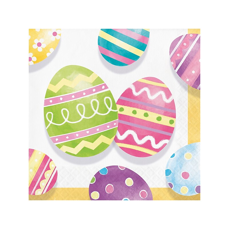 Creative Converting Eggsciting Easter Egg Napkin, Multicolor, 48/Pack (DTC369776NAP) image 1