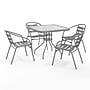 Flash Furniture Lila Glass Top Metal Table with 4 Stack Chairs, 31.5'' Square Silver (TH0732SQ017CSV4)~#|#~608F03C6-977B-4FE4-8F03BF82ECDD2A9C_sc7