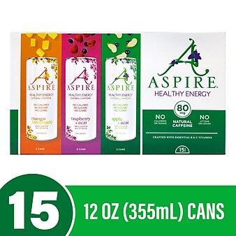 Aspire Sugar-Free Energy Drink Variety Pack, 12 oz., 15/Box (46)
