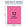 Avery Laser/Inkjet Round Multipurpose Labels, 2" Dia., Bright Pink, 240/Pack (94501)~#|#~6097B54E-6F11-440C-962C2C7A8B2E5C4F_sc7