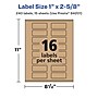 Avery Laser/Inkjet Multipurpose Labels, 2.625" x ", Kraft Brown, 240/Pack (94201)~#|#~609F8205-5919-4E1A-A1BEDEC4F6A413A1_sc7