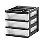 Iris 3-Compartment Stackable Desktop Storage Drawer, Black/Translucent White (116351)~#|#~60A2E60F-DA85-4A54-B4A1D7850EB67393_sc7