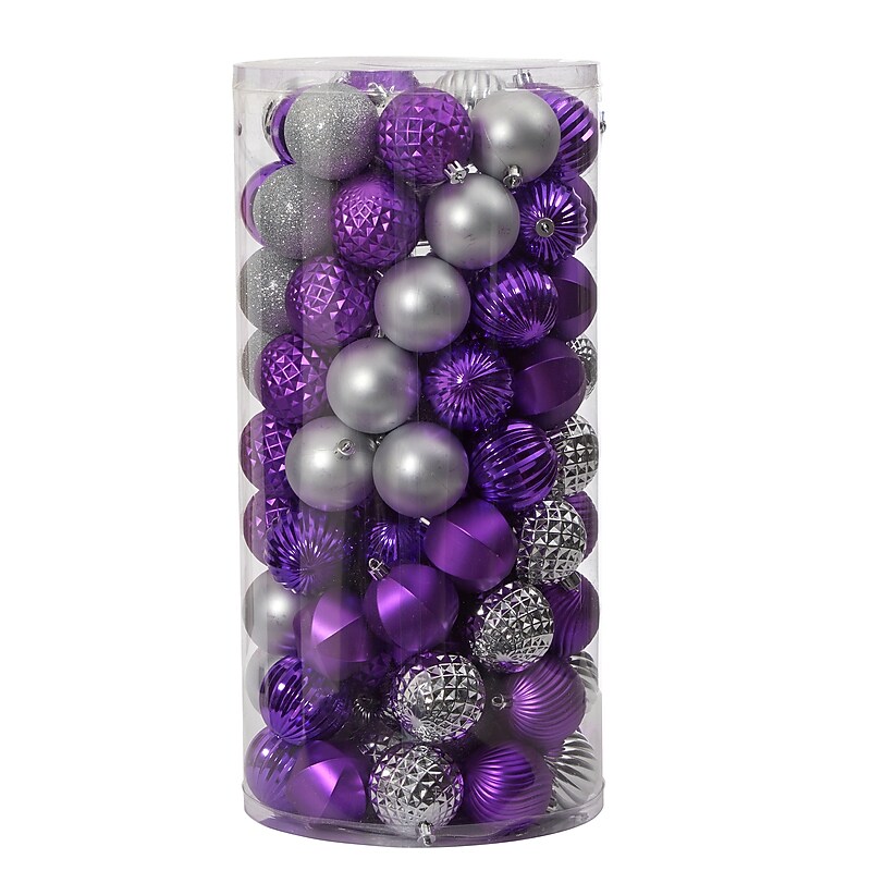 Nearly Natural Holiday Shatterproof Silver Christmas Tree Ornament Set, 60mm, 101/Set (D1002-SV) image 1