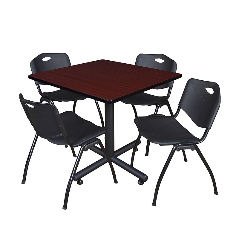 Regency 36" Laminate, Melamine and Steel Square Lunch Table with Stacker Chairs Black (TKB3636MH47BK) image 1