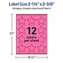 Avery Star Laser/Inkjet Multipurpose Labels, 2-1/4" x 2-3/8", Bright Pink (120/Pack)~#|#~60AB7B57-A9B3-46F6-8B05842D9C119AA6_sc7