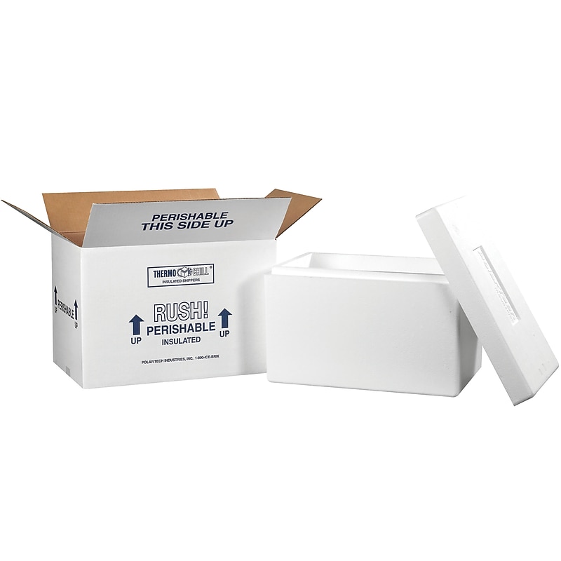17" x 10" x 10.5" Insulated Shipping Containers, 200# Mullen Rated, White (246C) image 1