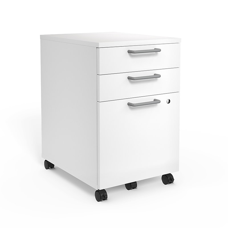 Union & Scale™ Essentials 3-Drawer Mobile Vertical File Cabinet, Letter/Legal, Lockable, 24.3"H x 15.6"W x 21.3"D, White image 1
