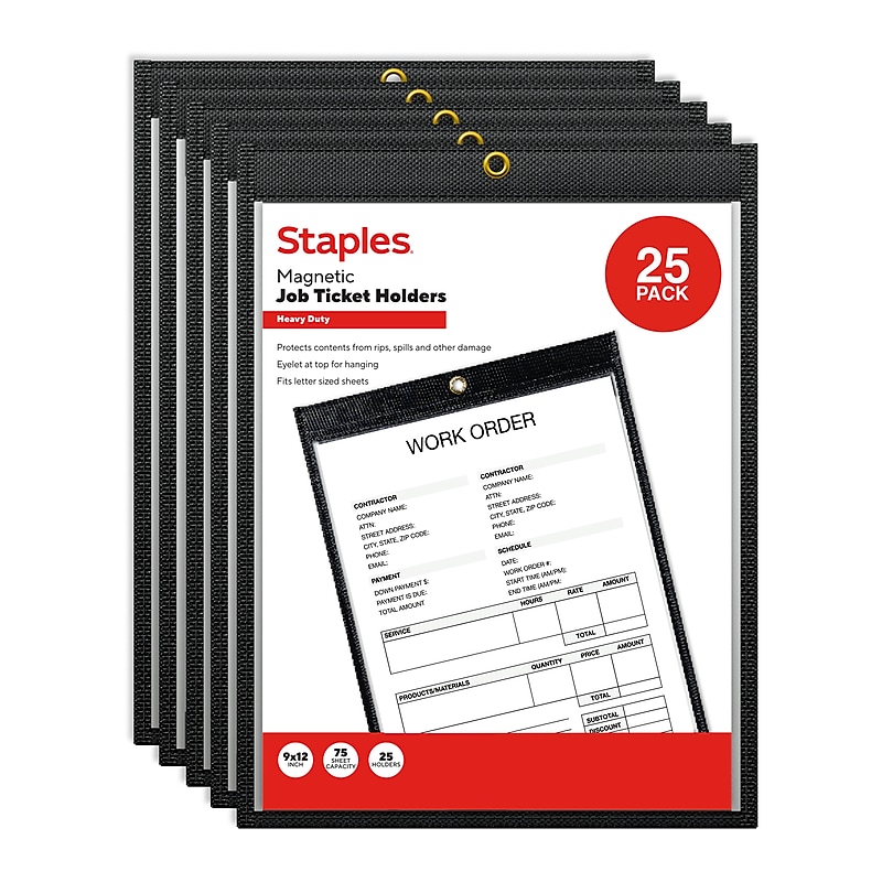 Staples Heavyweight Stitched Job Ticket Holder, 9" x 12", Clear, 25/Pack (ST63078) image 1