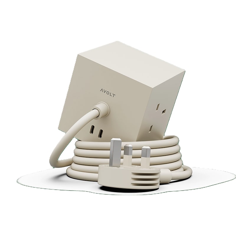 AVOLT Square 1 5.9' 3-Outlet Power Extender with USB-C, Nomad Sand (SQ1-NABC30-18BE) image 1