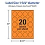 Avery Laser/Inkjet Multipurpose Circle Labels, 1.75" Dia., Bright Orange, 200/Pack (94509)~#|#~60D76CA4-D983-465D-8E592CFEBED85E98_sc7