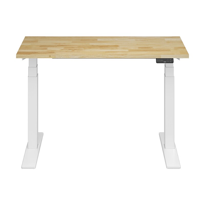 FlexiSpot E7 Commercial 48''W Electric Adjustable Standing Desk, Rubberwood/White (E7WCOM4824-RW) image 1