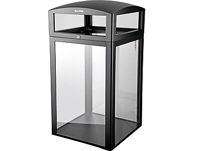 Alpine Steel/PC Outdoor Trash Can with Covered Top and Open Sides Lid, 40-Gallon, Black (471-40-CLR)