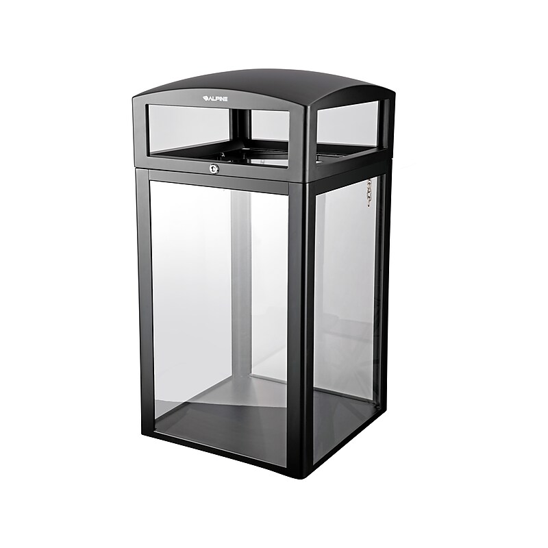 Alpine Industries Steel/PC Outdoor Trash Can with Dome Lid, 40 Gallon, Clear (471-40-CLR) image 1