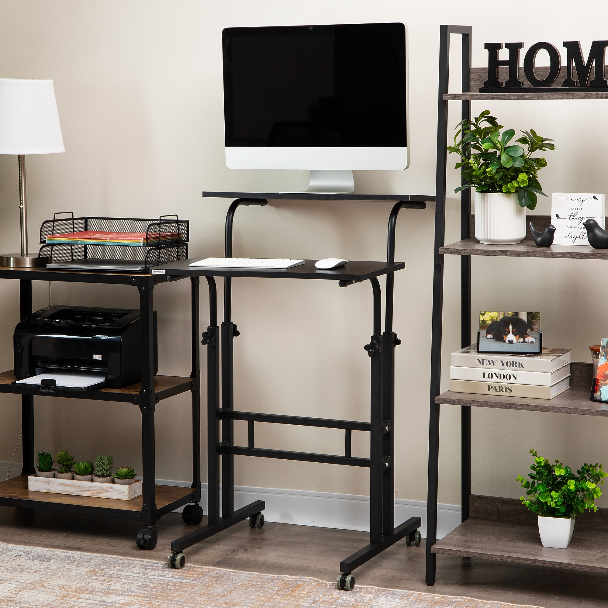 Mind Reader 27.5″- 39″ Mobile Adjustable Sit/Stand Desk, Black (SDROLLXL-BLK) Sansujyuku sansujyuku.com
