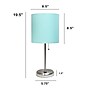Creekwood Home Oslo 19.5" LED Table Lamp with USB Port, Brushed Steel/Aqua Shade (CWT-2012-AU)~#|#~60E7F44C-CBEB-4384-A71C40CAEBA50DC1_sc7