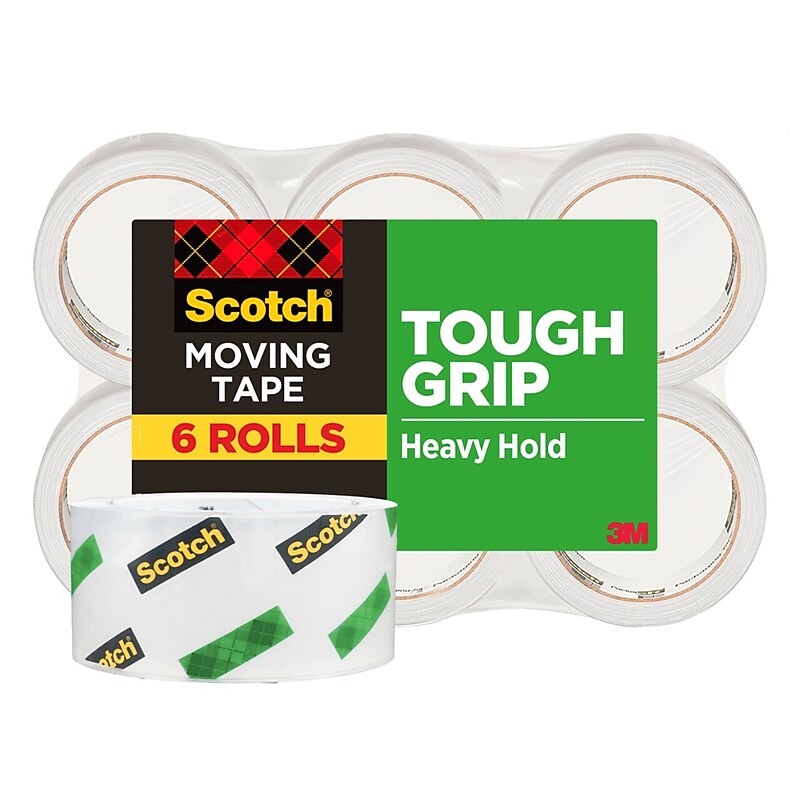Scotch Tough Grip Packing Tape, 1.88" x 43.7 yds., Clear, 6/Pack (3500-40-6) image 1