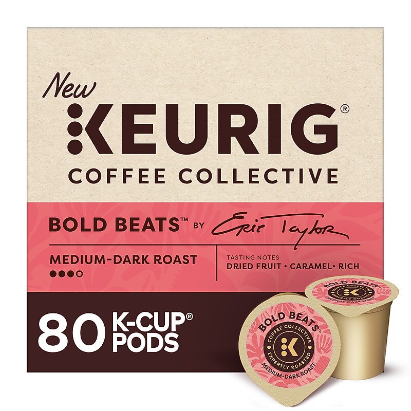 Keurig Bold Beats Caffeinated Hot & Iced Coffee Keurig K-Cup Pods, Medium Dark Roast, 80/Box (5000389634CT) image 1
