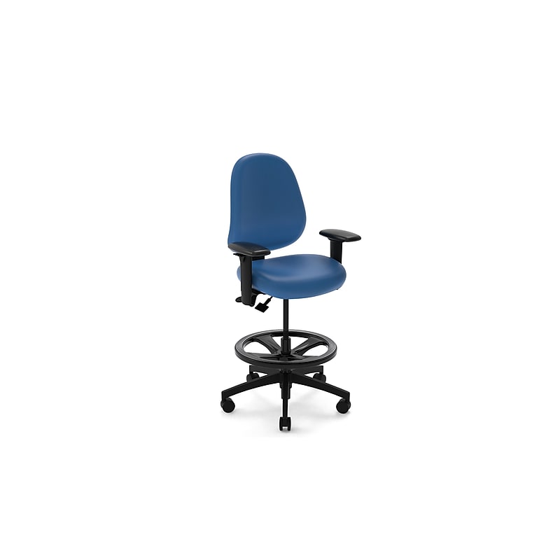 healtHcentric Lab FR Frixion Stool with Backrest and Footrest with Lumbar Support, Bright Blue image 1