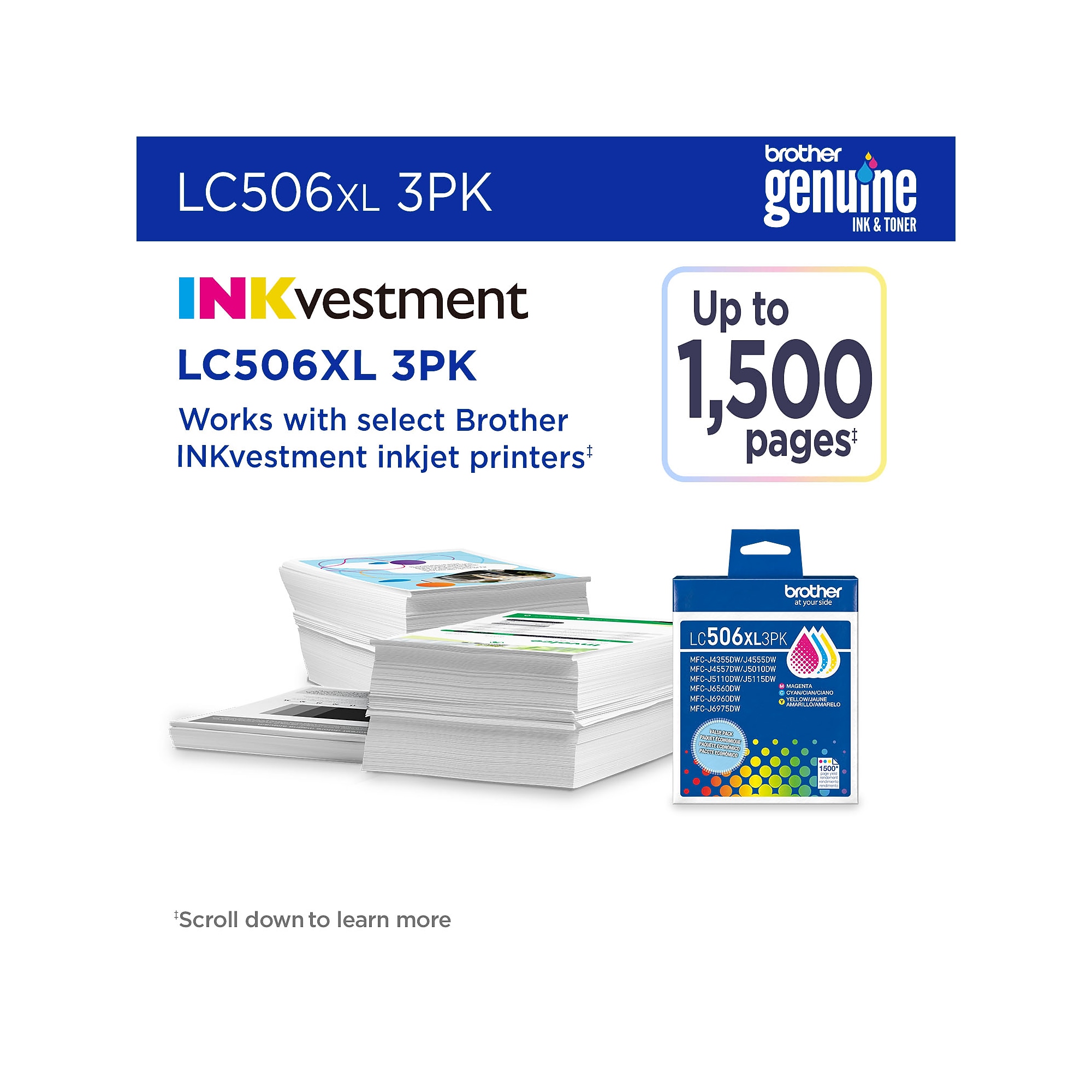 Brother LC506XL Cyan/Magenta/Yellow High Yield Ink Cartridge, 3/Pack (LC506XL3PKS) Sansujyuku sansujyuku.com