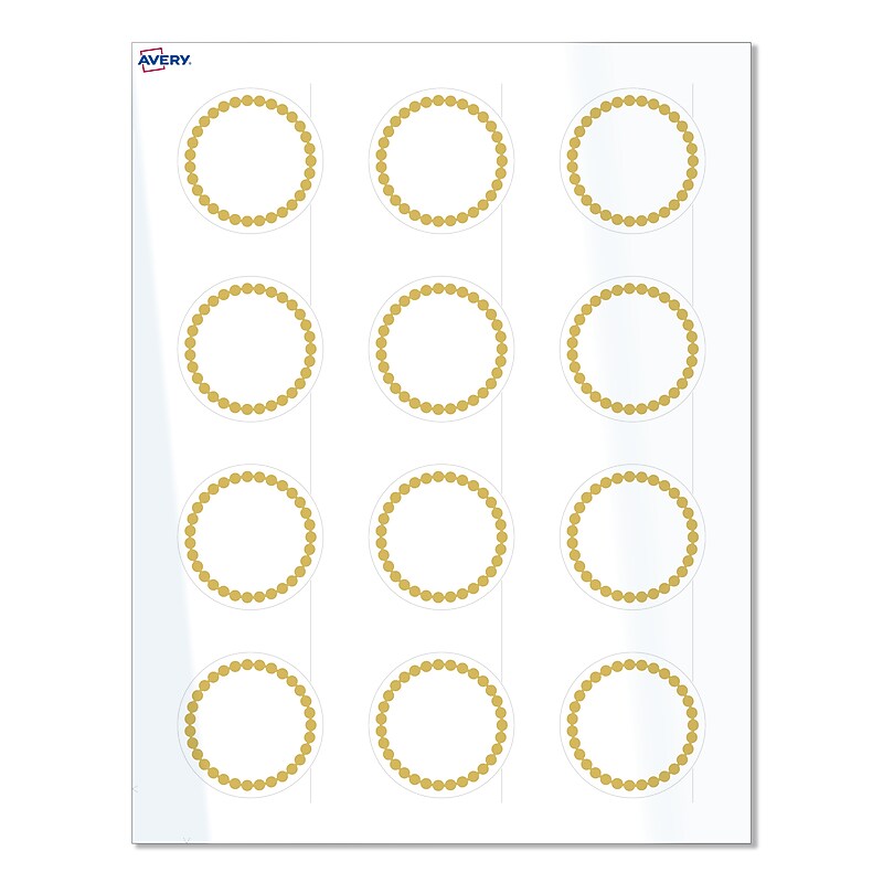 Avery Laser/Inkjet Circle Multipurpose Labels, 2" Dia., White, 120/Pack (S00-D1J) image 1