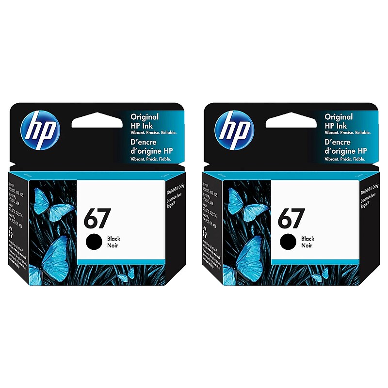 HP 67 Black Standard Yield Ink Cartridge, 2/Pack (HP672PKBK-VB) image 1
