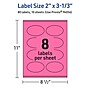 Avery Laser/Inkjet Oval Multipurpose Labels, 2" x 3-1/3", Bright Pink, 80/Pack (94056)~#|#~610933CD-7BD3-4A21-A34F1CA2B9E9331F_sc7