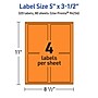 Avery Laser/Inkjet Multipurpose Rectangle Labels, 5" x 3.5", Bright Orange, 320/Box (94256)~#|#~610E1334-4366-492A-BD1358DCD64558A0_sc7