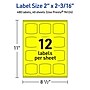 Avery Laser/Inkjet Arched Square Multipurpose Labels, 2" x 2-3/16", Neon Yellow, 480/Pack (94124)~#|#~6110140E-86A8-45C6-B01E45567841CEAC_sc7