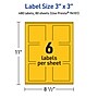 Avery Laser/Inkjet Square Multipurpose Labels, 3" x 3", Bright Yellow, 480/Box (94101)~#|#~612C6FD1-20FE-4744-A07064E928A13BD5_sc7