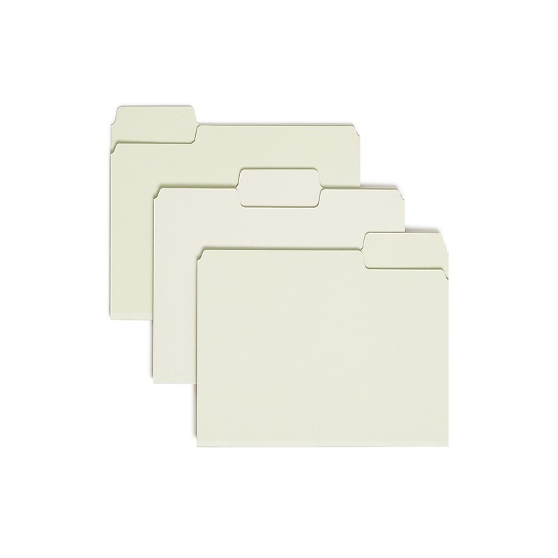 Smead Supertab Folders With Safeshield Fasteners, 1/3 Cut, Letter, Gray/Green, 25/Box image 1