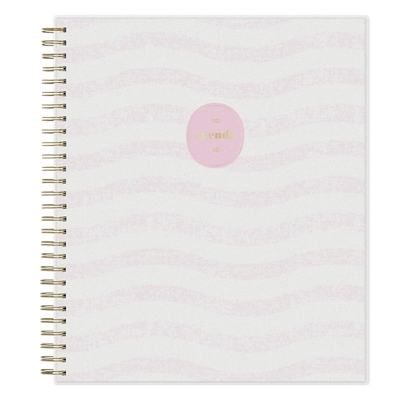 2026-2027 Blue Sky 8" x 10" Academic Year Monthly Planner, Plastic Cover, Wavy Pink (159102) image 1