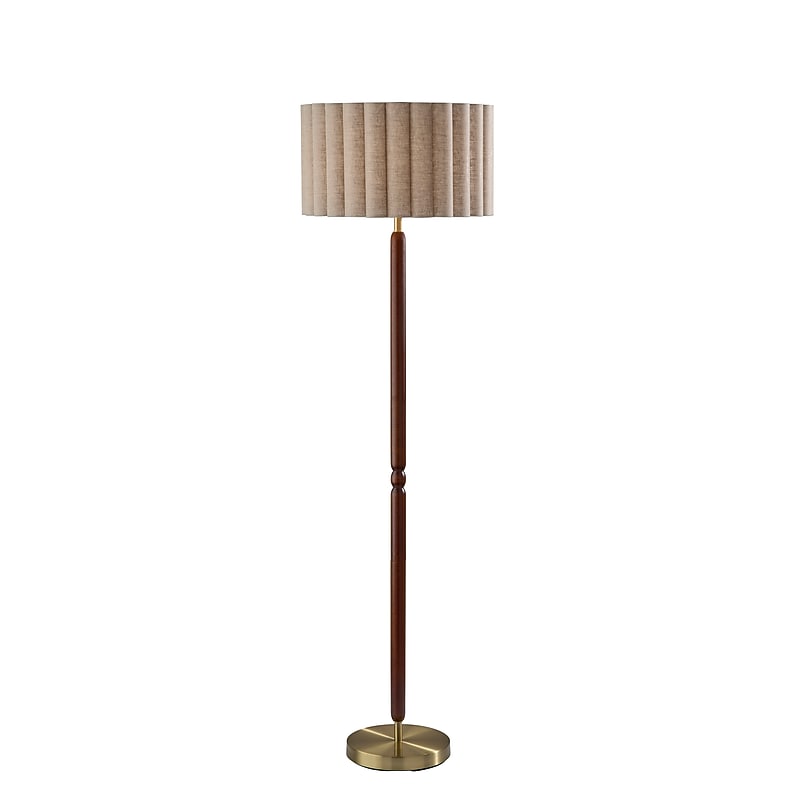 Adesso Laine 62.5"H Antique Brass Floor Lamp with Beige Linen Shade (4344-15) image 1