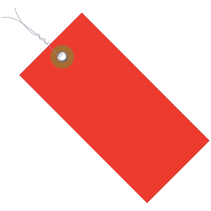 Pre-Wired Shipping Tags, #5 4 3/4" x 2 3/8", Red, 100/Pack (G14053D) image 1