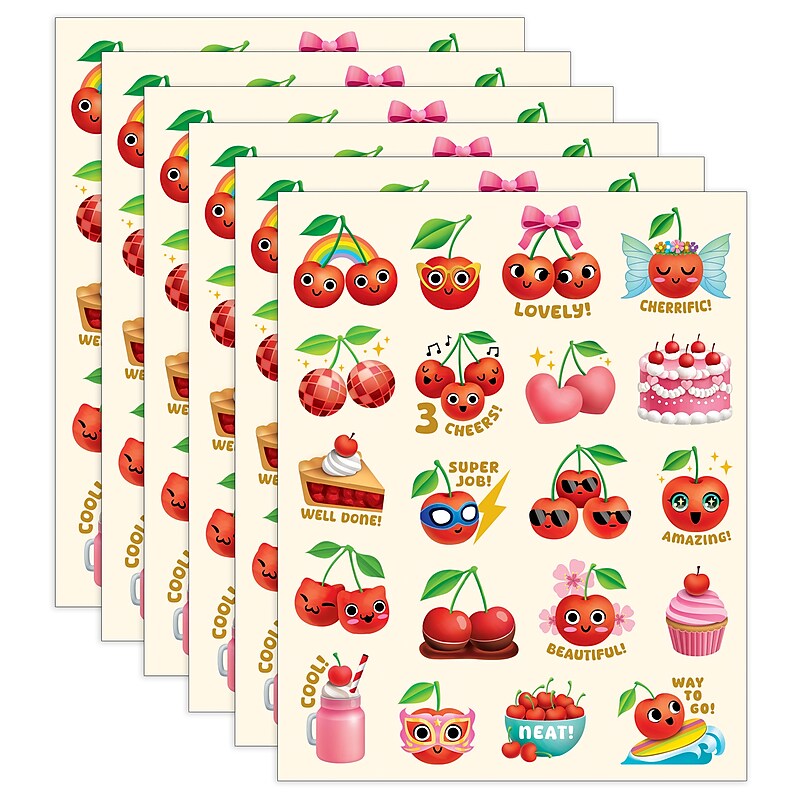 Teacher Created Resources Cherry Smelly Stickers, Multicolored, 120/Pack, 6/Packs/Bundle (TCR9450-6) image 1
