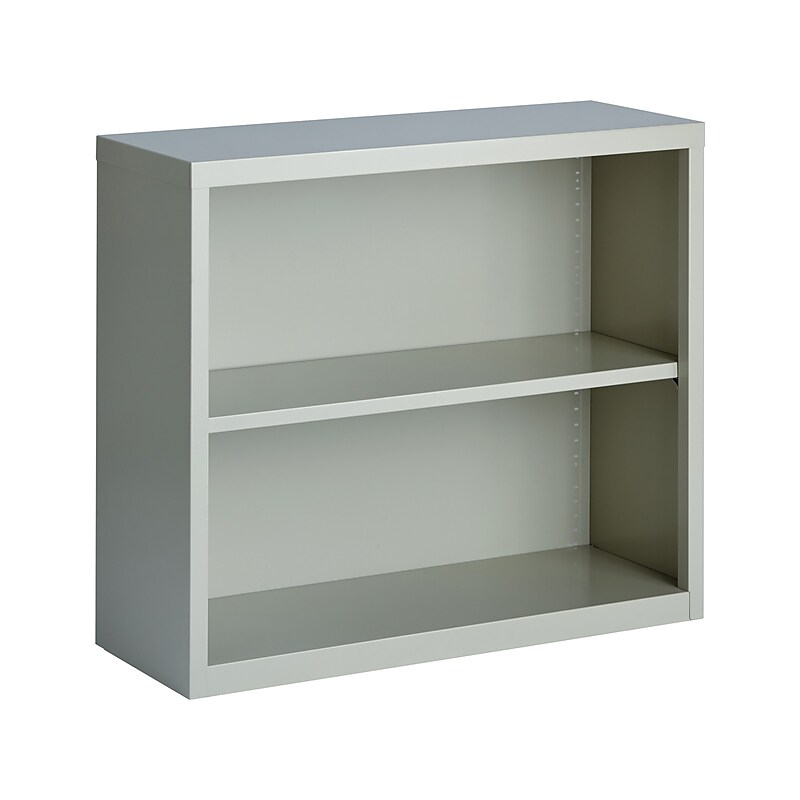 Hirsh HL8000 Series 30"H 2-Shelf Bookcase with Adjustable Shelf, Light Gray Steel (21988) image 1