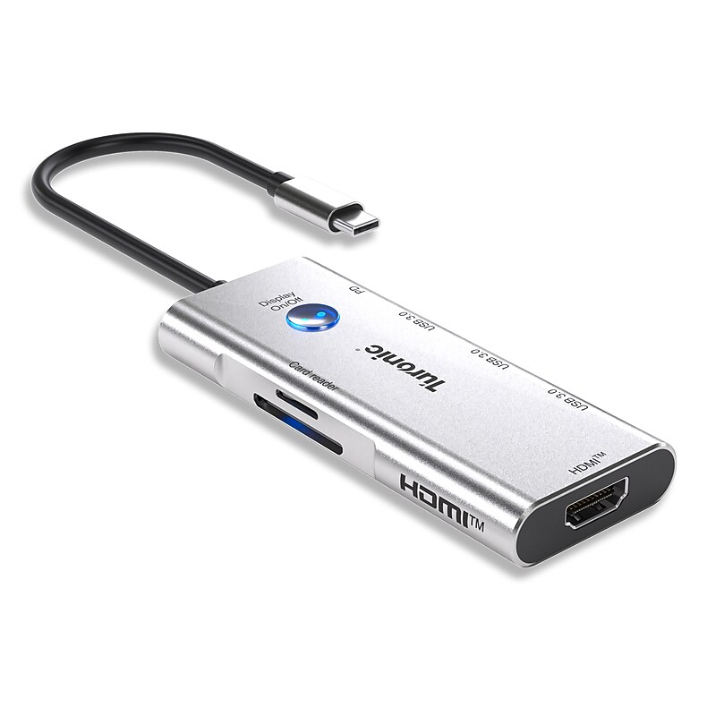 Turonic BYL-2425 usb hub USB-C 7-in-1 with 100W PD, HDMI 4K@60Hz, 3 USB 3.0 5Gbps, SD/MicroSD Reader image 1