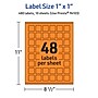 Avery Laser/Inkjet Multipurpose Square Labels, 1" x 1", Bright Orange, 480/Pack (94103)~#|#~615D26F3-47B1-4C83-A40D0E647FC169F6_sc7