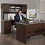 Bestar Ridgeley U Shaped Desk with Drawers, Hutch, and Keyboard Tray, Dark Chocolate (52414-79)~#|#~6162E674-DCB8-42C8-89648AF4C4F4DDC2_sc7