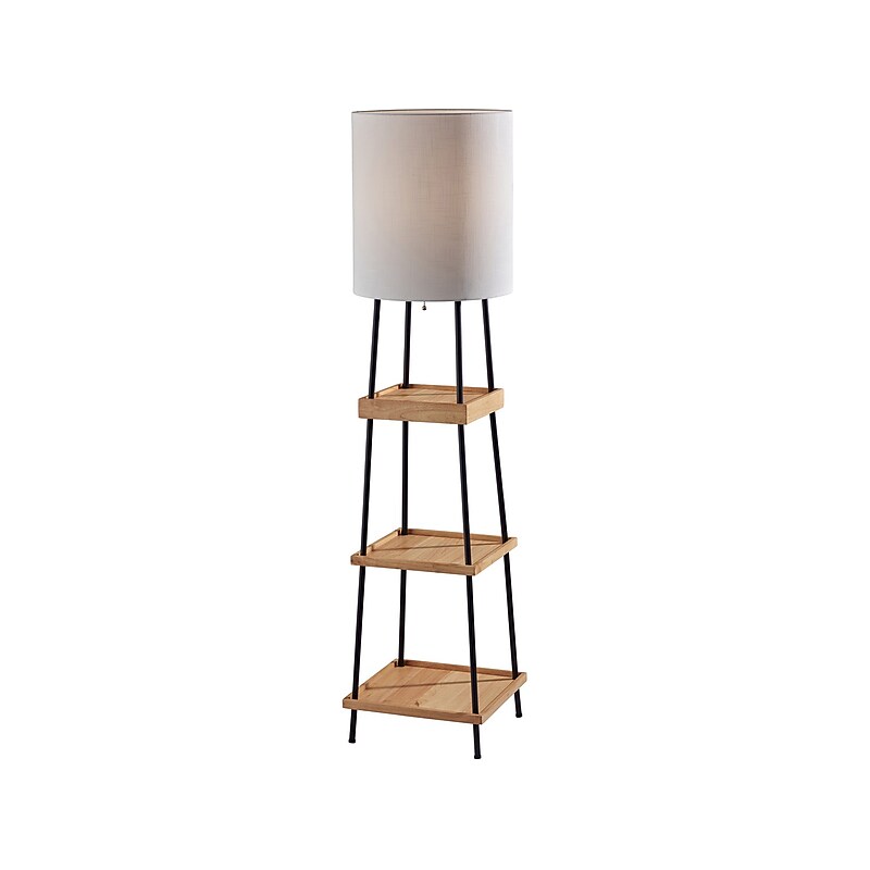 Adesso Henry 63.25" Metal/Wood Floor Lamp with Cylindrical Shade (3459-12) image 1