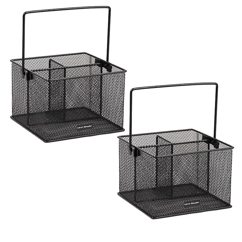 Mind Reader Metal Caddy Countertop Utensil Organizer, Black, 2/Pack (2MESHBASK) image 1