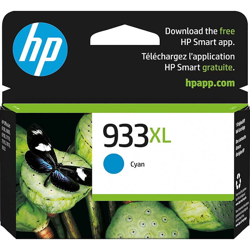 HP 933XL Cyan High Yield Ink Cartridge, Prints Up to 825 Pages (CN054AN#140) image 1