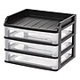 Iris Medium 3-Drawer Desktop Storage, Plastic, Black/Clear, 2/Carton (150181CT)~#|#~618B8EB5-A6D0-416A-B4F33D905689F19A_sc7
