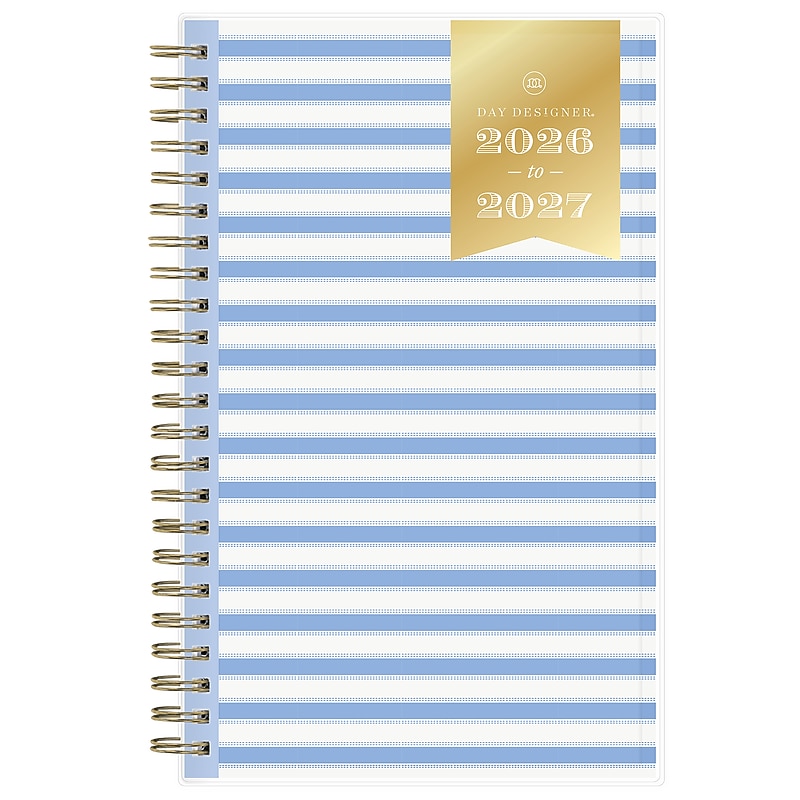 2026-2027 Blue Sky Day Designer Breton Stripe 5" x 8" Academic Weekly & Monthly Planner, Plastic Cover (161405) image 1