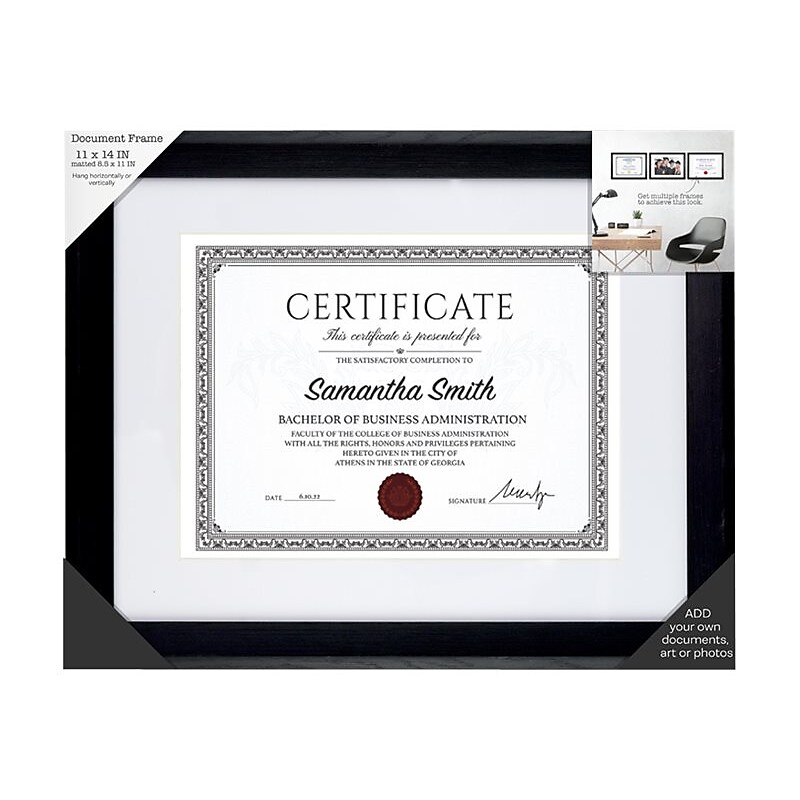 Enchante 8.5" x 11" Plastic Document Frame, Black (S7H1514M BLK) image 1