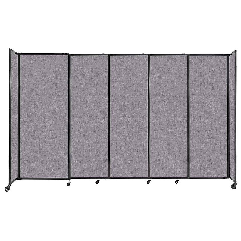 Versare ShieldWall Folding Mobile Room Divider, 82"H x 135"W, Cloud Gray Fabric (DS1911108-1) image 1