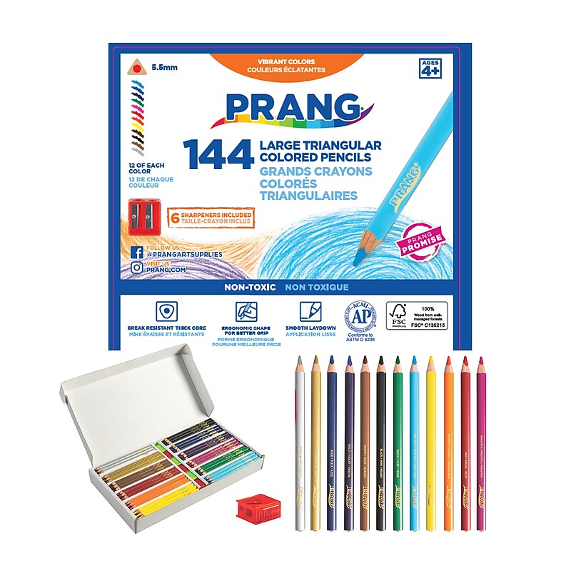 Prang Kid's Large Triangular Colored Pencils, Assorted Colors, 144/Carton (DIX25121) image 1
